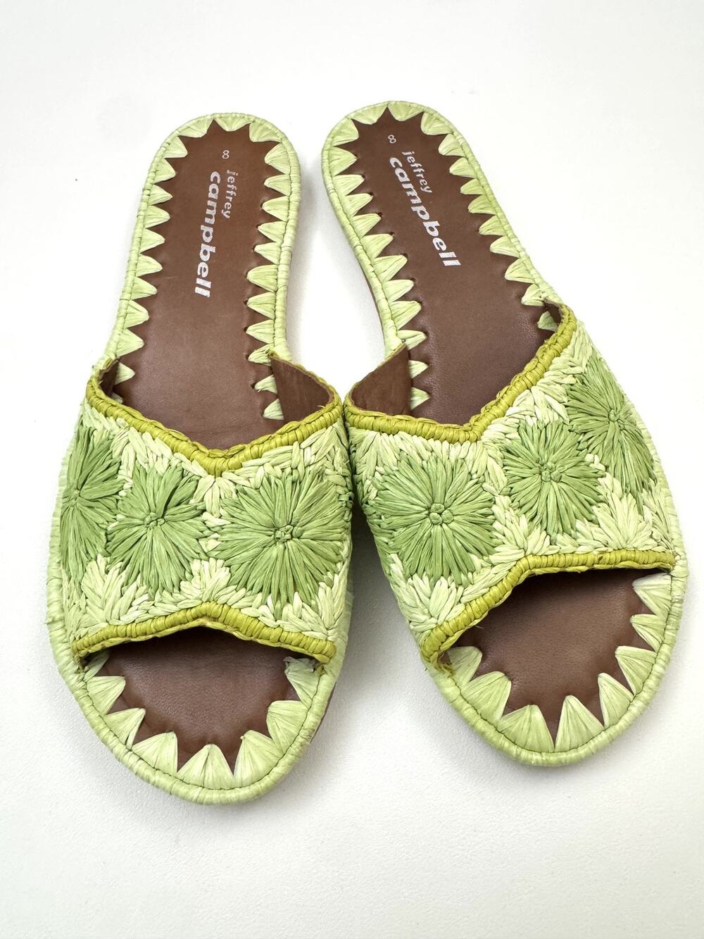 Jeffrey Campbell Dane Sandals Size 8 Green Raffia Riviera Anthropologie